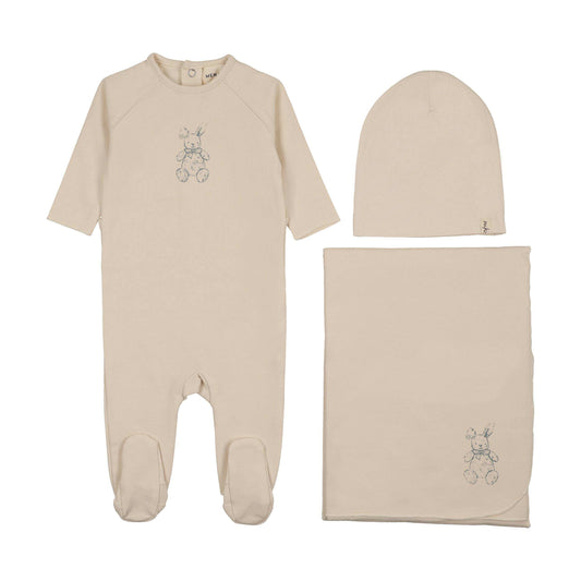 Mema Knits VINTAGE BUNNY PRINT THREE PIECE SET