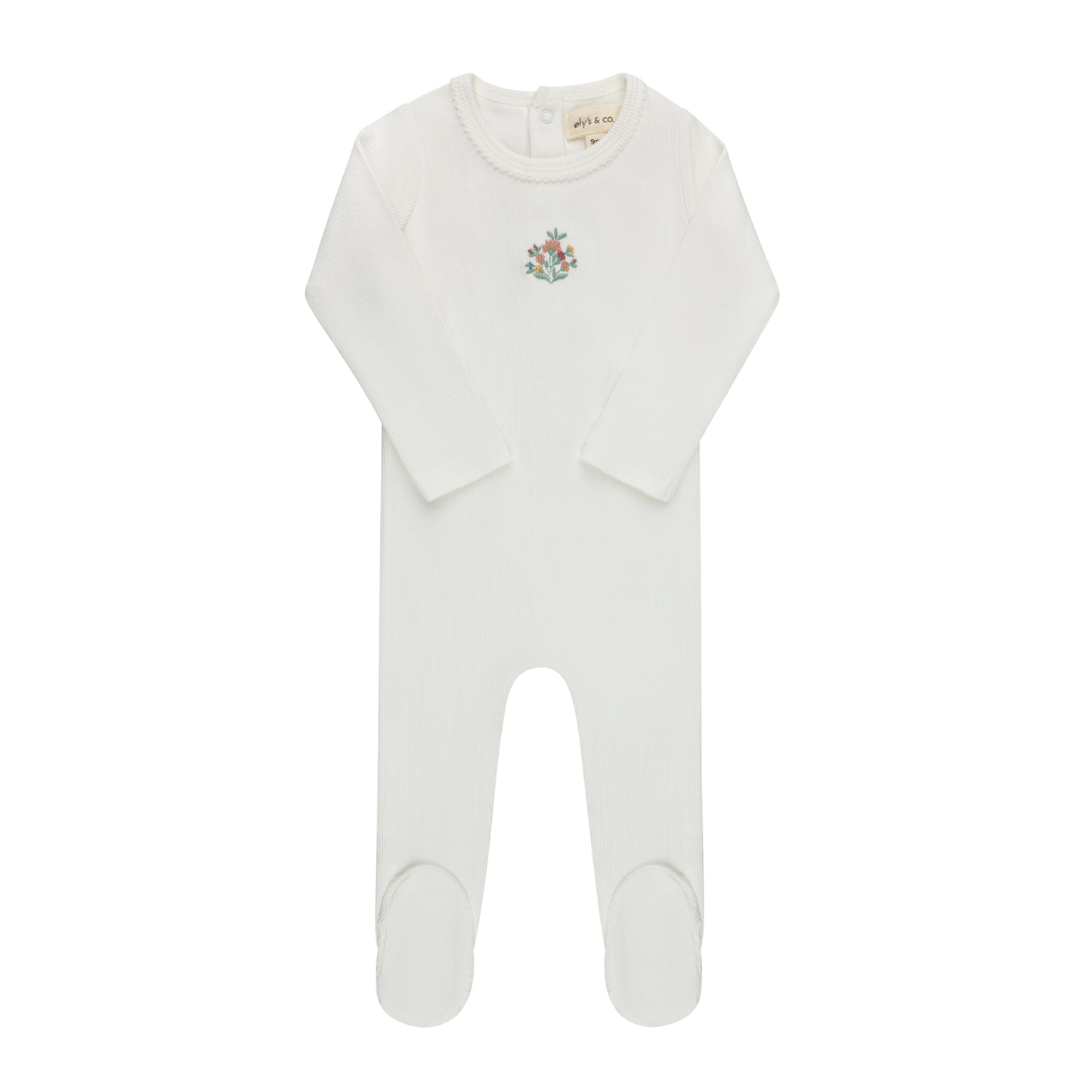 Elys Ribbed Floral Embroidered Collection Footie