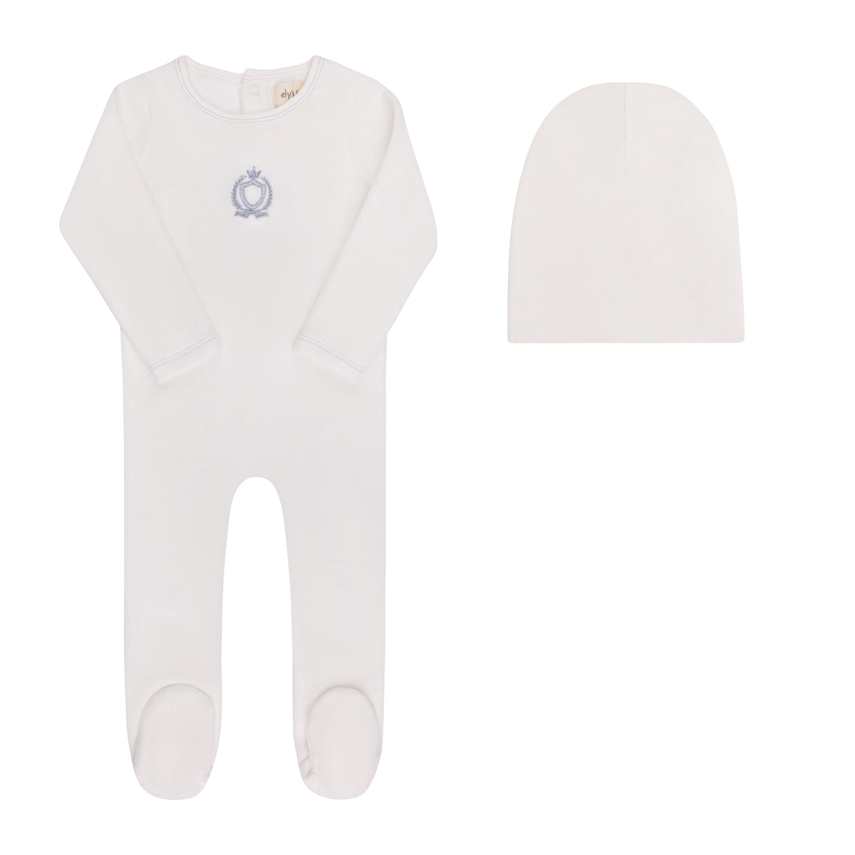 Elys Metallic Crest Collection Footie & Bonnet