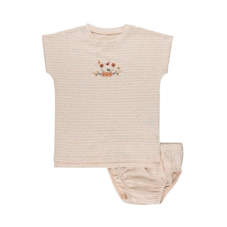 Elys Floral Stripe Collection Tshirt + Bloomer