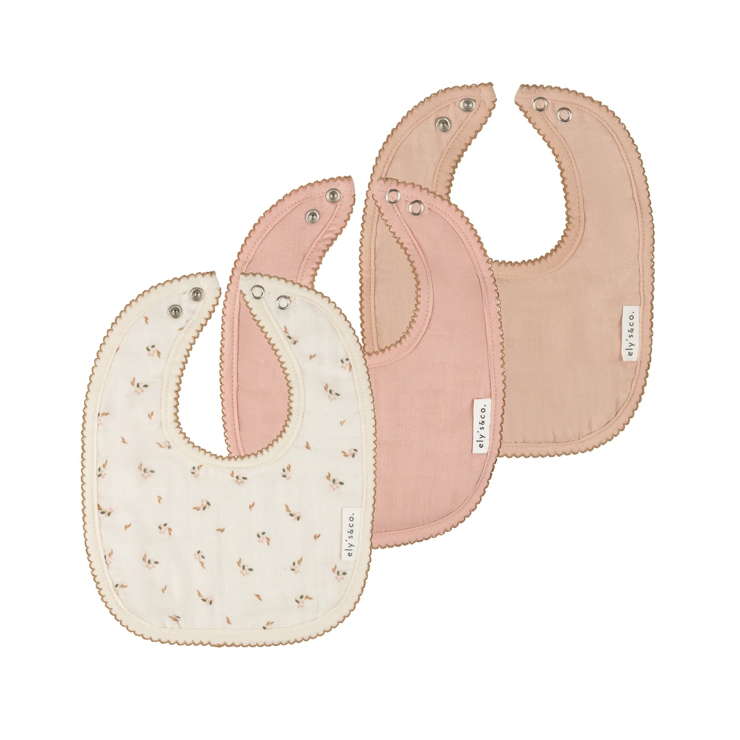 Ely's & Co 3 Pack Muslin Terry Bibs