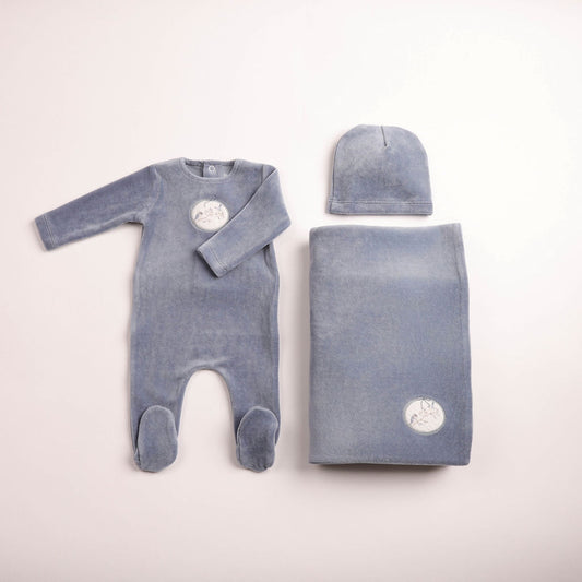 Bee & Dee Birdie Branch Velour Footed Beanie - Full Set