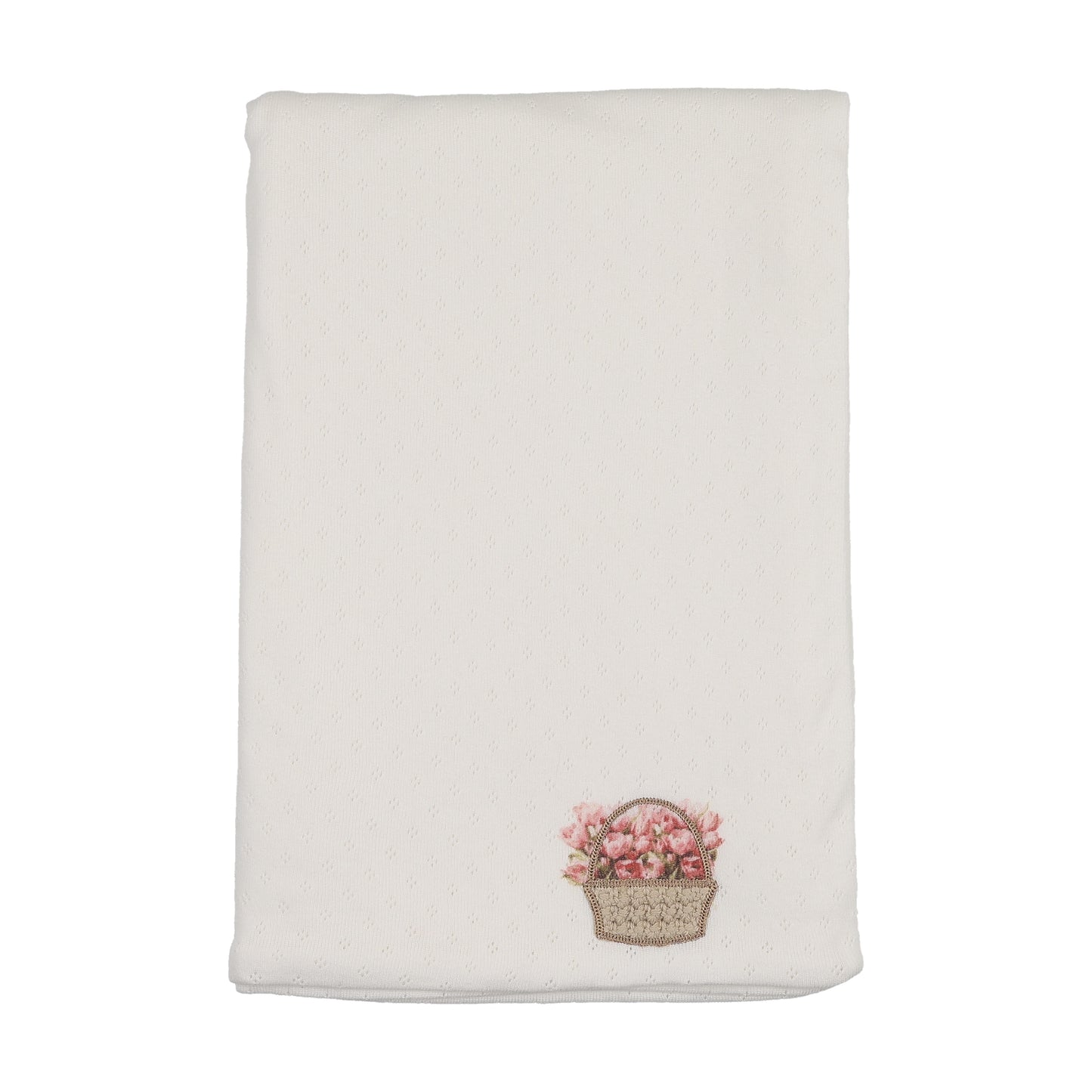 Bee & Dee Crochet Basket Chalk White Girls Blanket