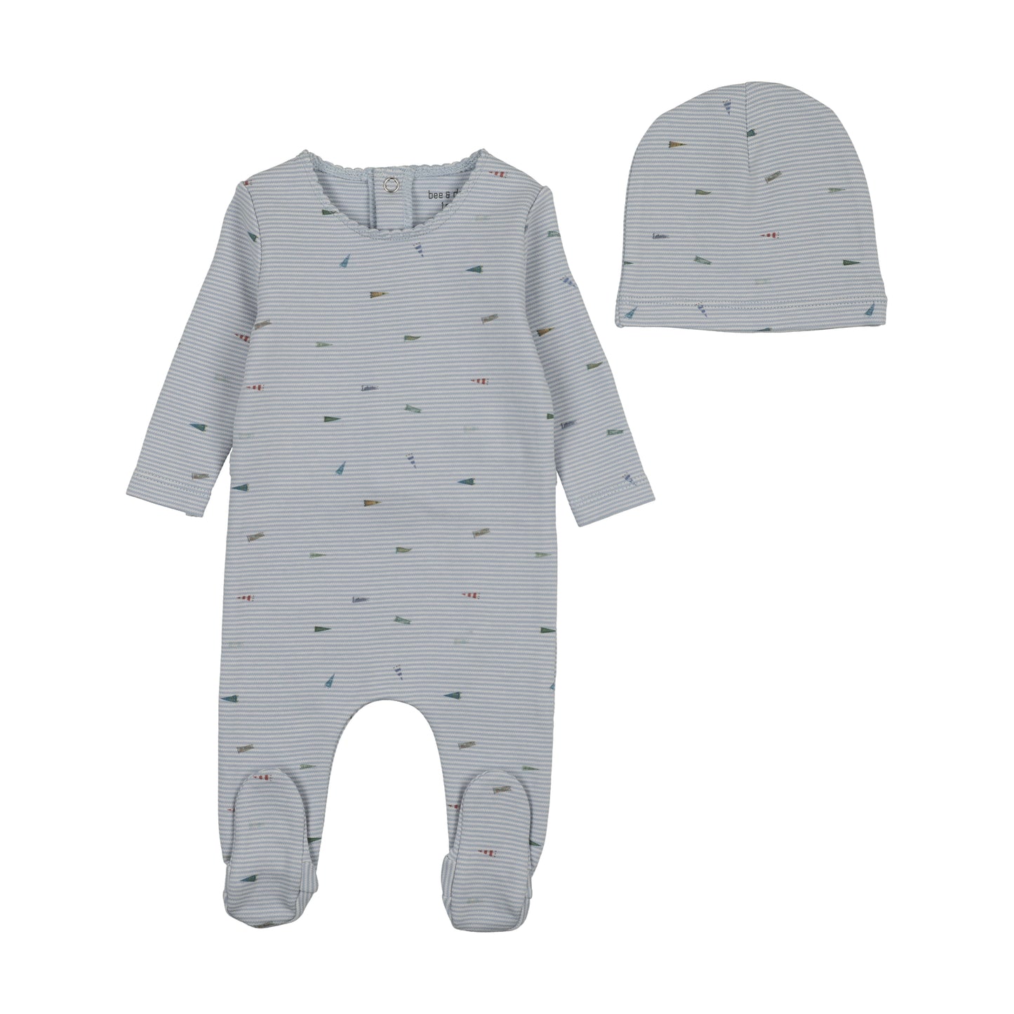 Bee & Dee Flag/Bow Print Footie/Beanie