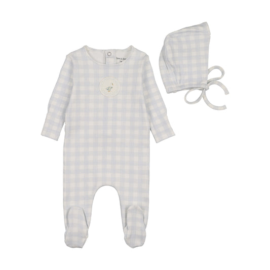 Bee & Dee Goose Plaid Footie/Bonnet