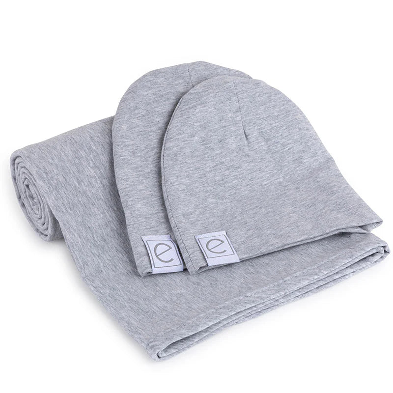 Ely's & Co. - Jersey Cotton Spandex Swaddle Blankets 40"X40" With Baby Hat