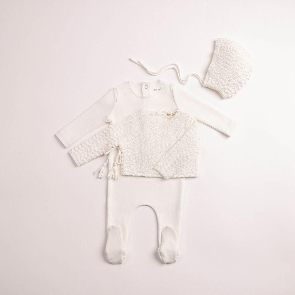 Bee & Dee Herringbone Cardigan Footie