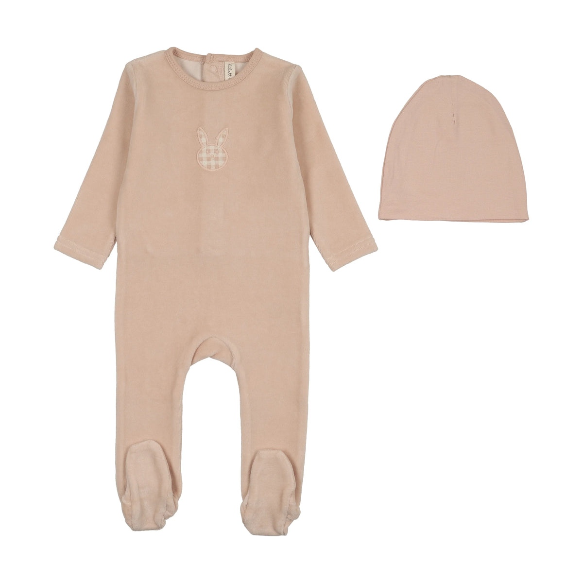 Lil Legs VELOUR GINGHAM BUNNY FOOTIE SET