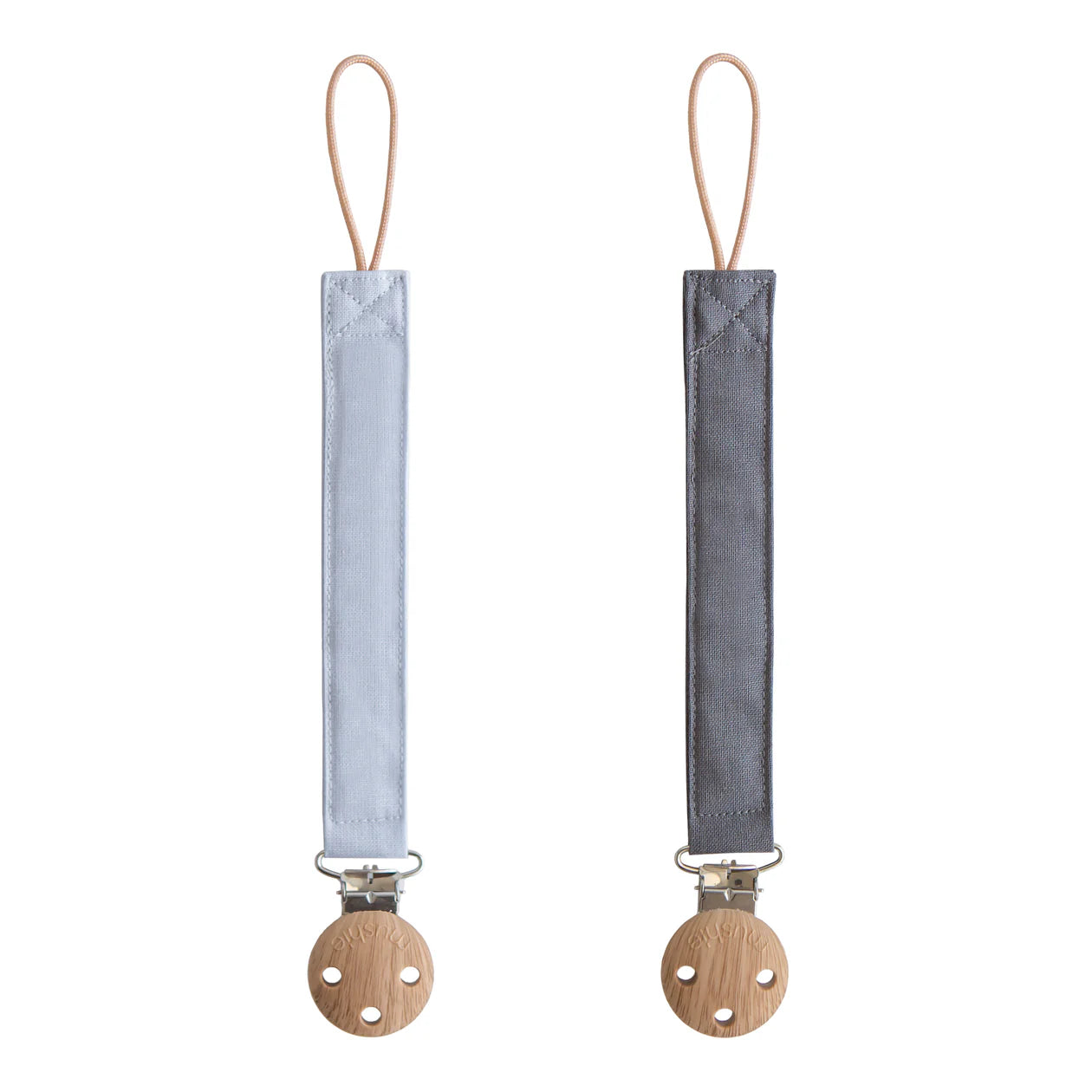 Mushie Linen Pacifier Clip - 2 Pack