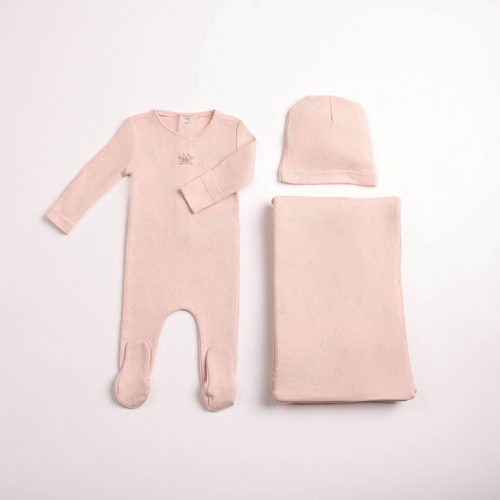 Bee & Dee Wings Pointelle Footie/Beanie - Full Set