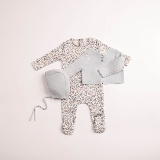 Bee & Dee Petit Fleurs Footie/Cardigan