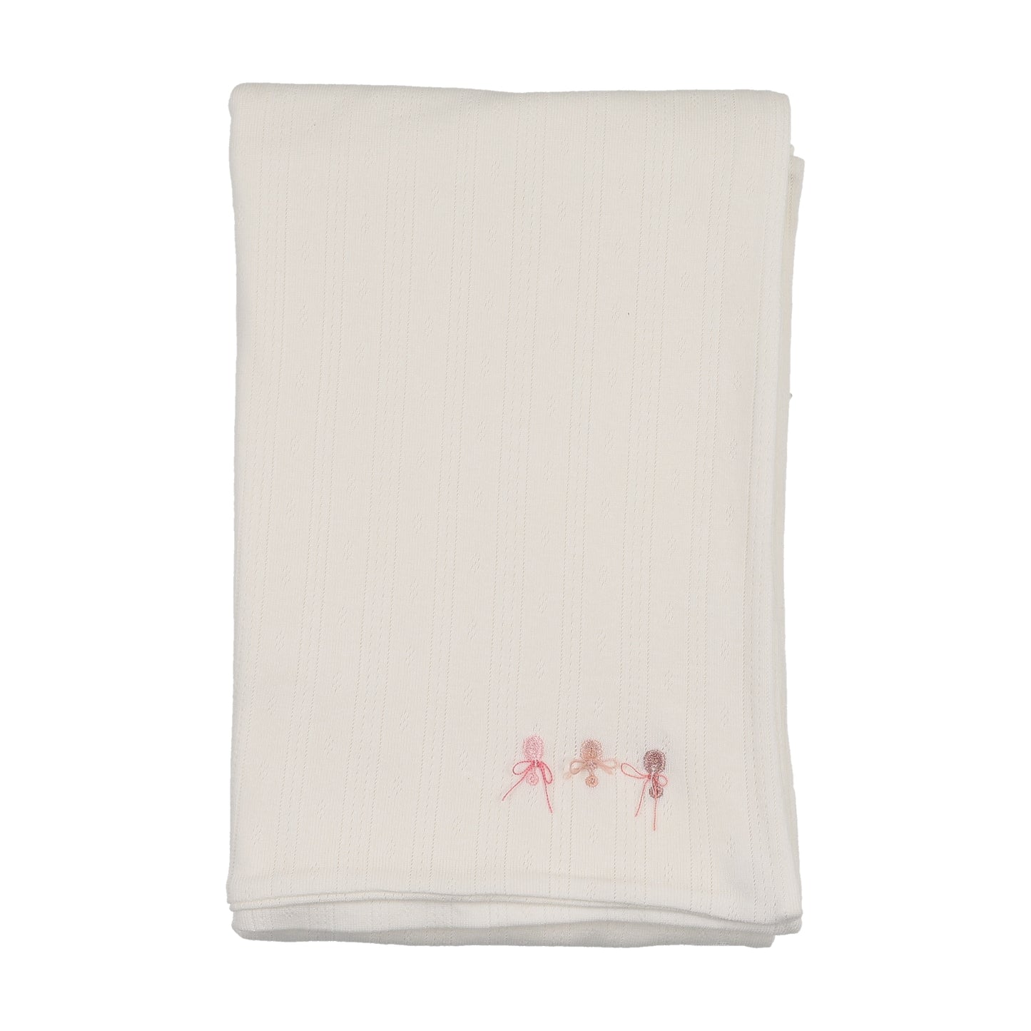 Bee & Dee Rattles Pointelle Chalk White Girls Blanket
