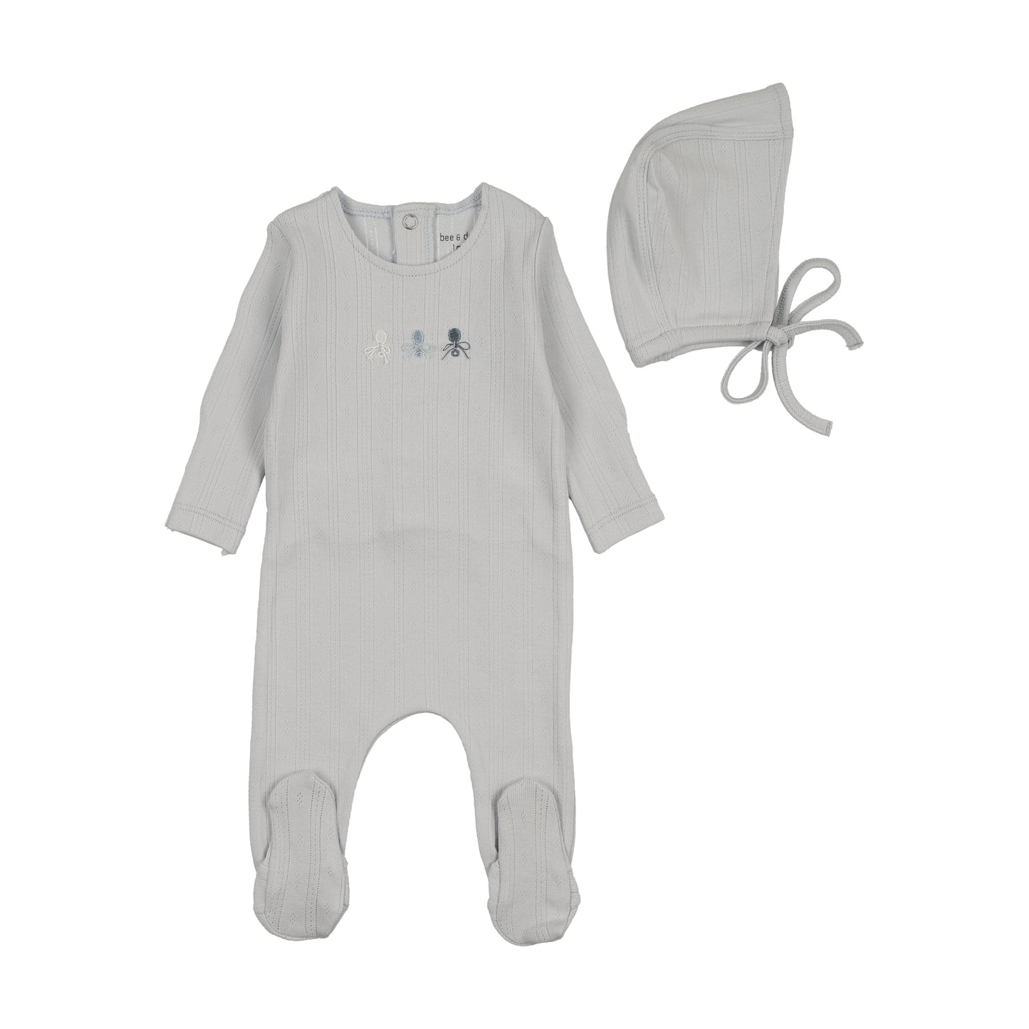 Bee & Dee Rattles Pointelle Footie/Bonnet