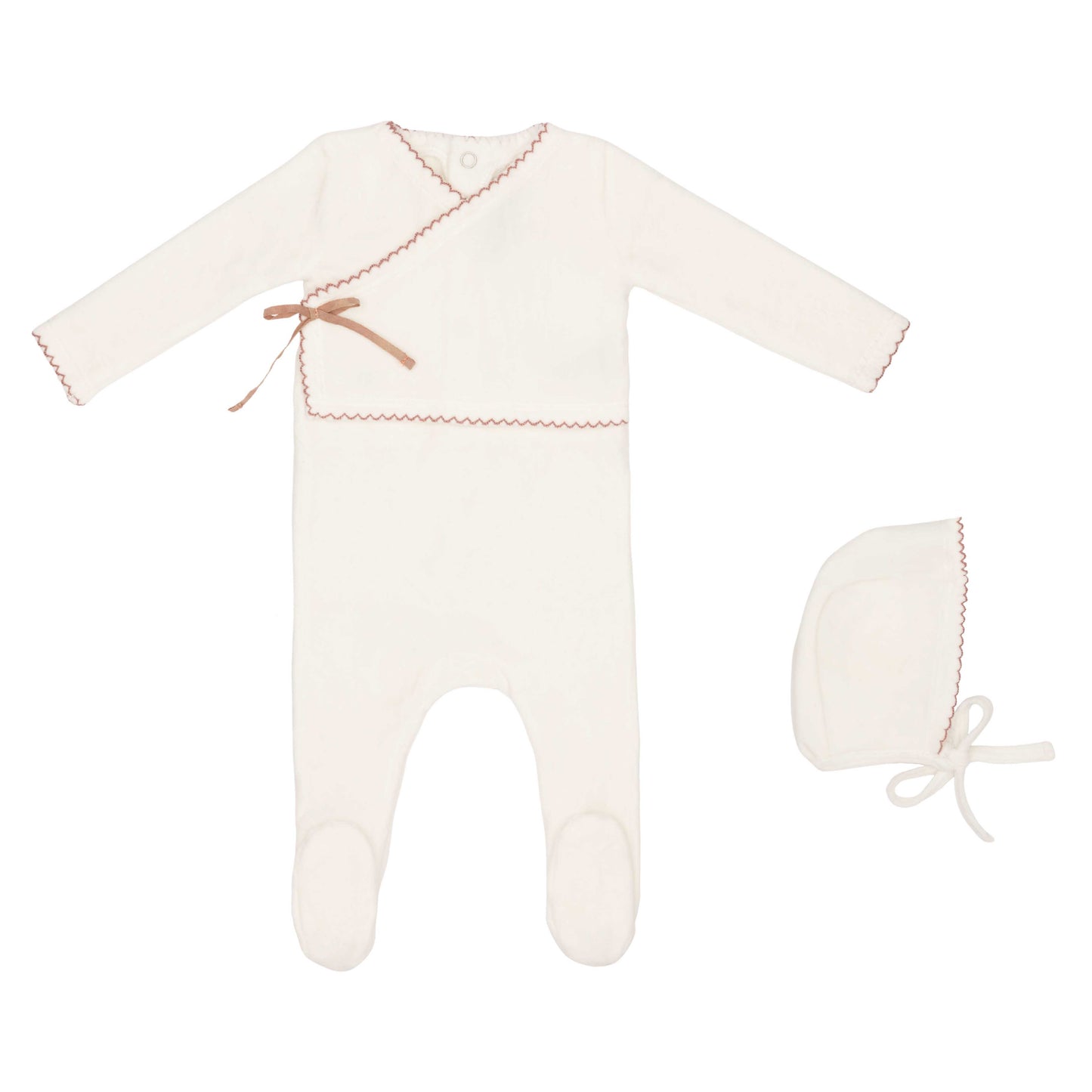Classic Velour Kimono Footie and Hat- Girls