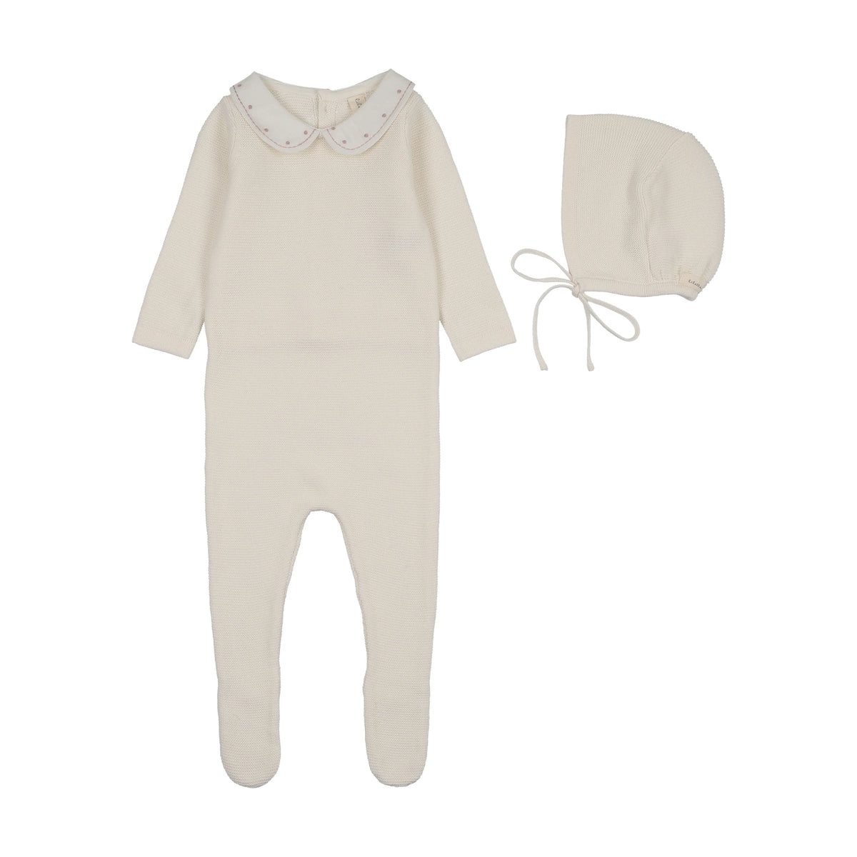 Lil Legs EMBROIDERED KNIT COLLAR FOOTIE SET