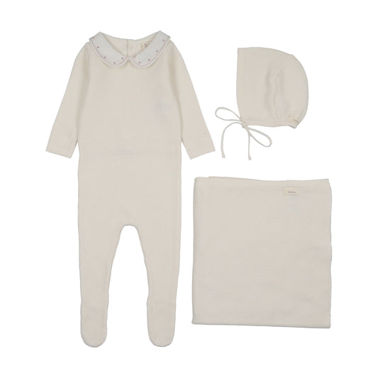 Lil Legs EMBROIDERED KNIT COLLAR LAYETTE SET