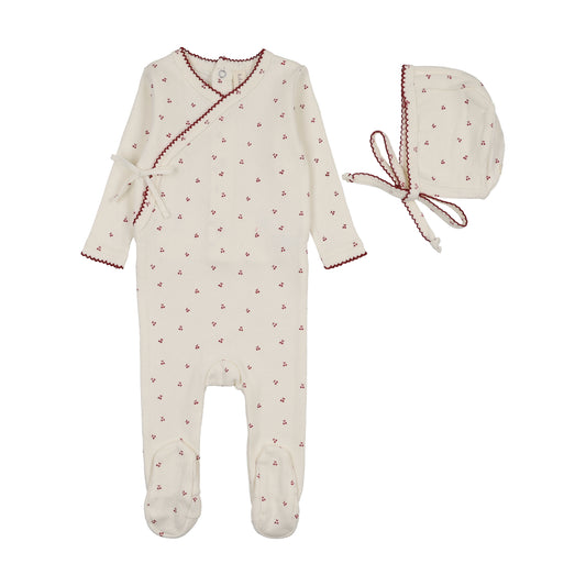 Lil Legs Cherry Scallop Footie Set