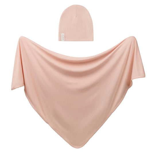 Ely's & Co. - Modal Jersey Swaddles 40" With Scallop + Beanie