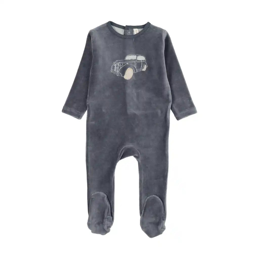 Lil Legs STITCHED GRAPHIC VELOUR FOOTIE