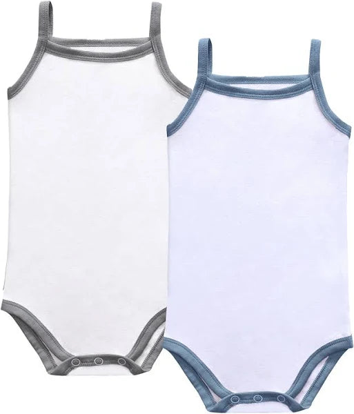 Petit Clair - Baby Spaghetti Strap Body Suit With Colored Trim