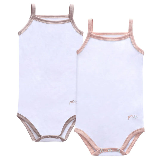 Petit Clair - Baby Spaghetti Strap Body Suit With Colored Trim