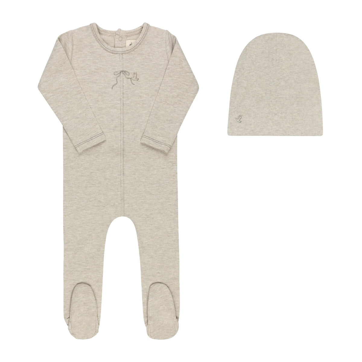 Elys Bird Seam Footie + Bonnet