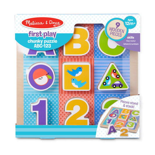 Melissa & Doug - First Play Wooden ABC-123 Chunky Puzzle