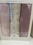 Ely's & Co. - Muslin Cotton Swaddles 3 Pack Bluebelle Lavender