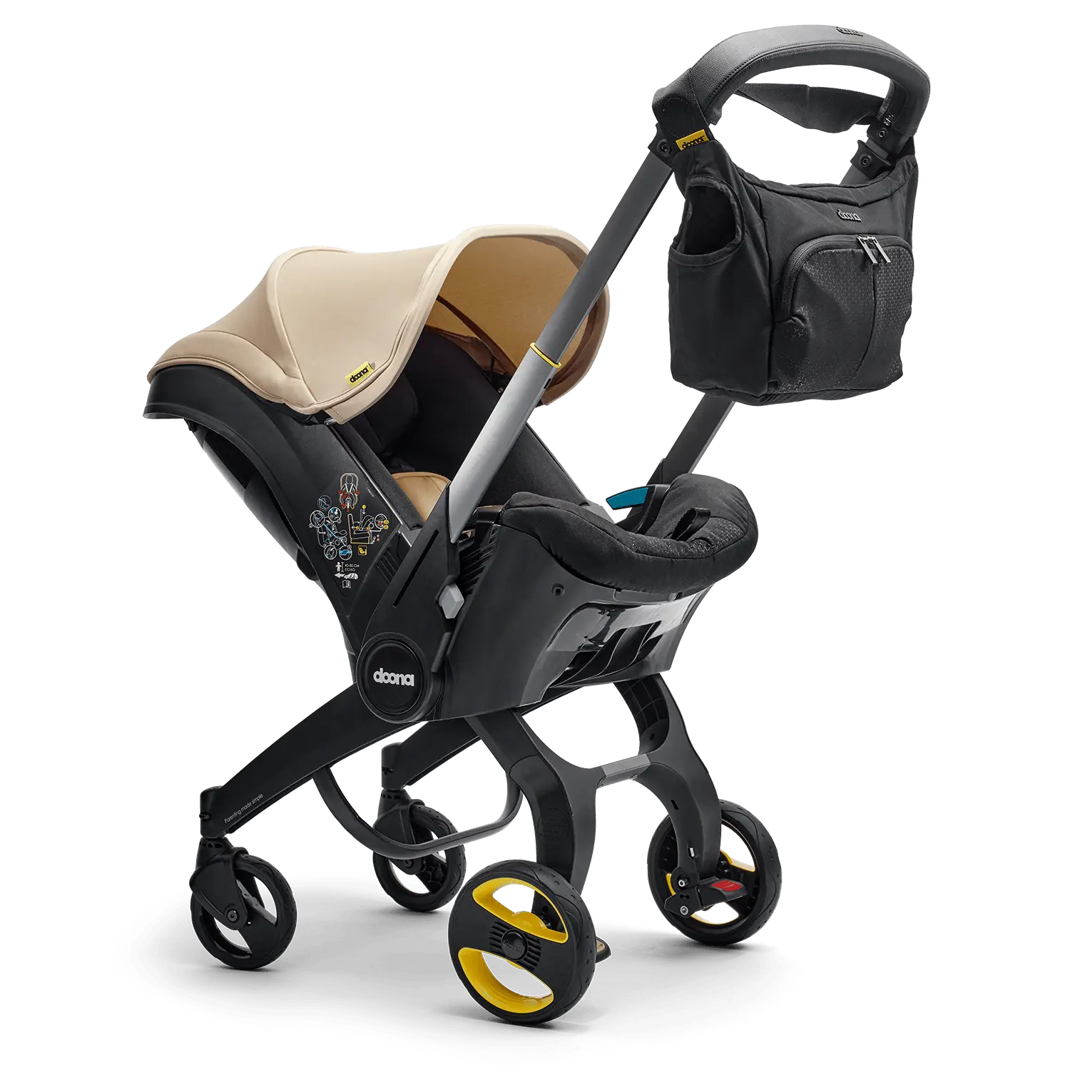 doona bag for stroller Doona Essentials Bag for Convertible Car Seat and Stroller, Nitro Black