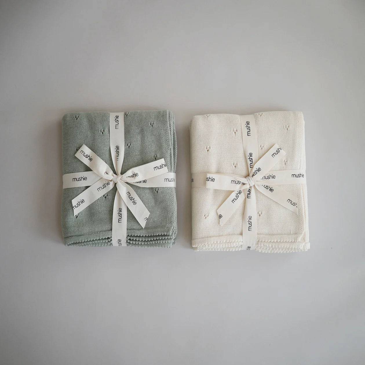 Mushie Knitted Pointelle Baby Blanket