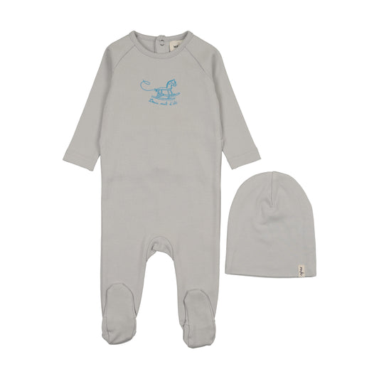 Mema Knits HORSE ROCKER FOOTIE + BEANIE