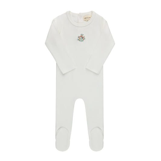 Elys Ribbed Floral Embroidered Collection Footie