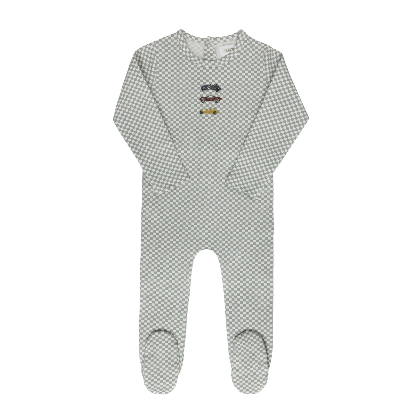 Elys Jersey Cotton Checked Race Car Collection Footie