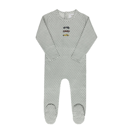 Elys Jersey Cotton Checked Race Car Collection Footie