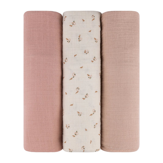 Ely's & Co 3 Pack Cotton Muslin Swaddle Blanket