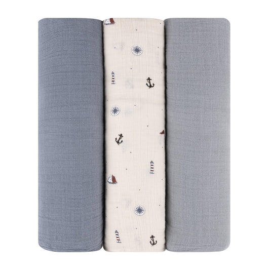 Ely's & Co 3 Pack Cotton Muslin Swaddle Blanket