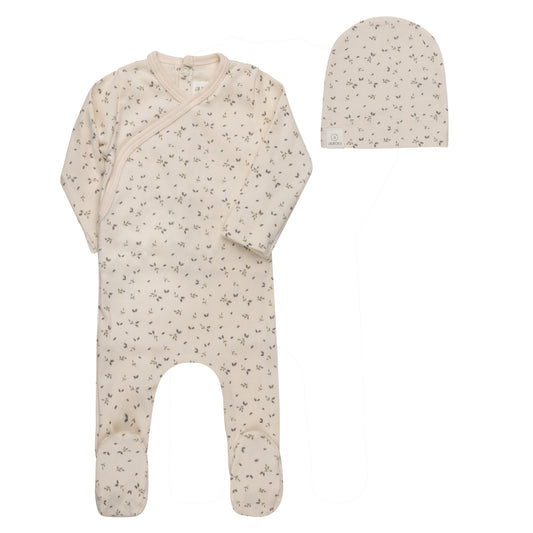 Elys Floral Rib Collection Footie + Beanie