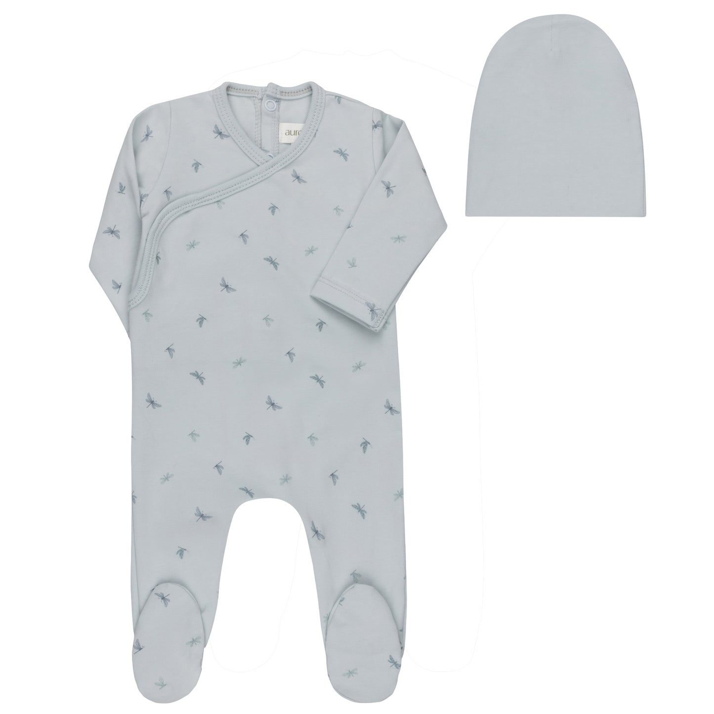 Elys Jersey Cotton Butterfly/Dragonfly Collection Footie + Beanie
