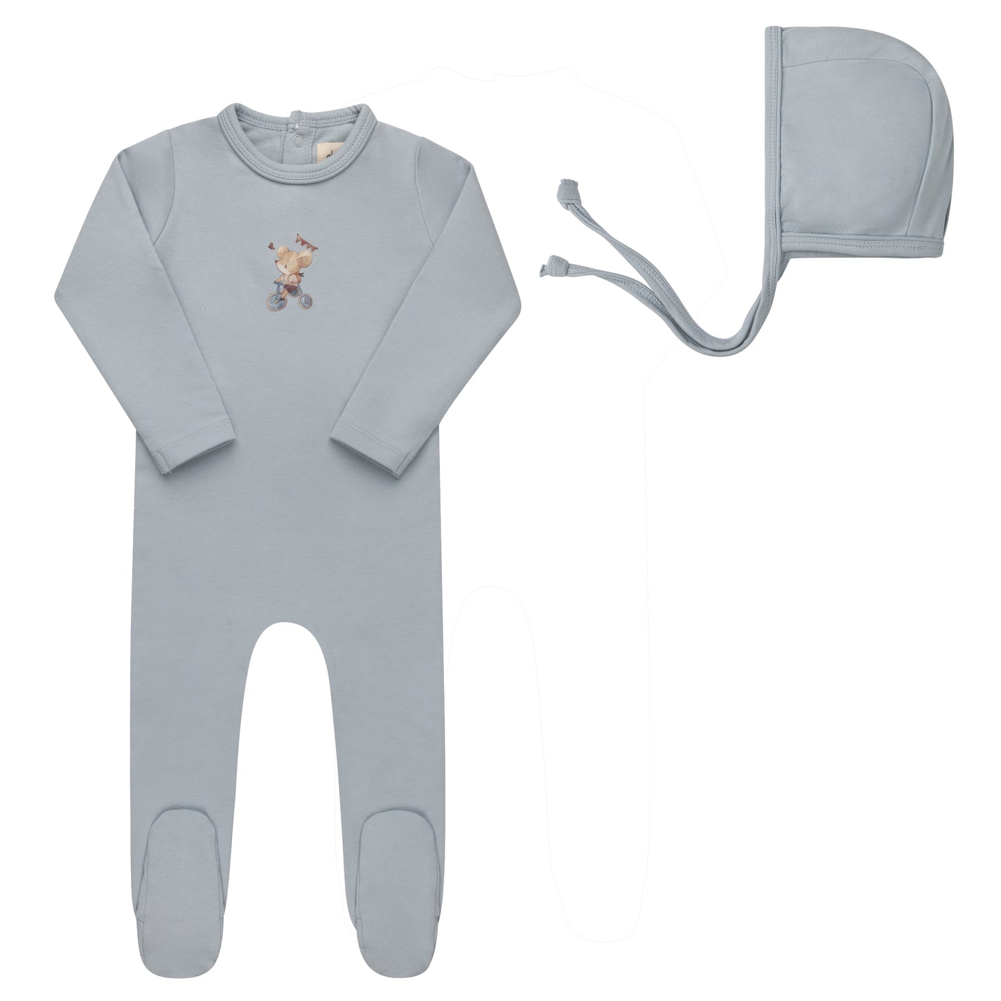 Elys French Terry Mouse Collection Footie + Bonnet