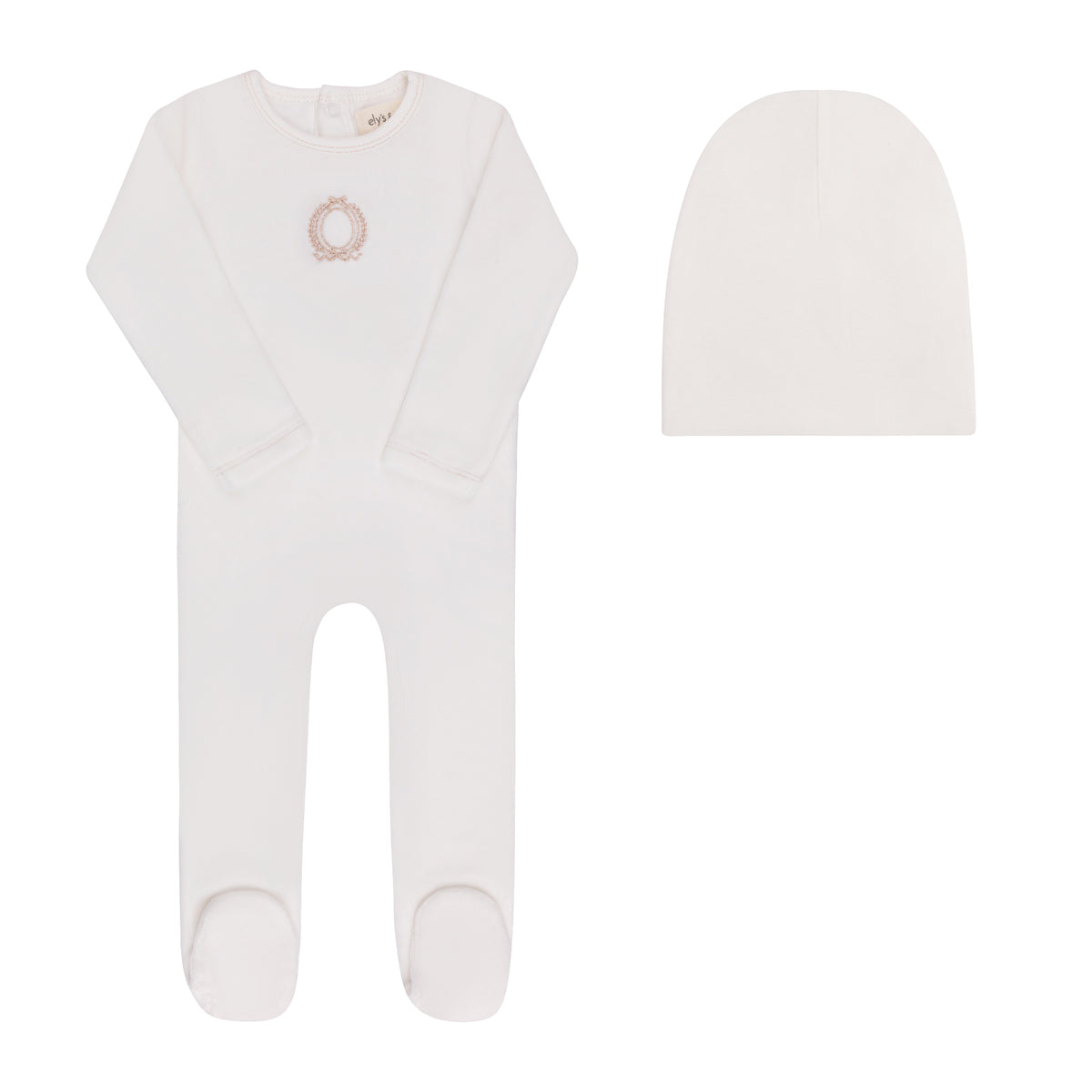 Elys Metallic Crest Collection Footie & Bonnet