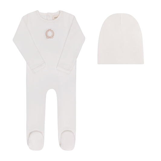 Elys Metallic Crest Collection Footie & Bonnet