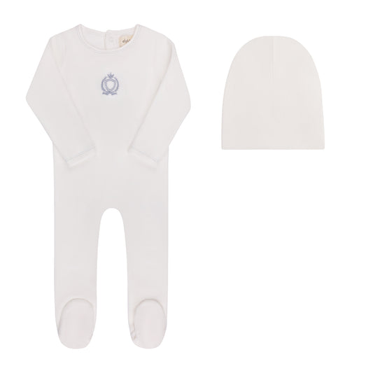 Elys Metallic Crest Collection Footie & Bonnet
