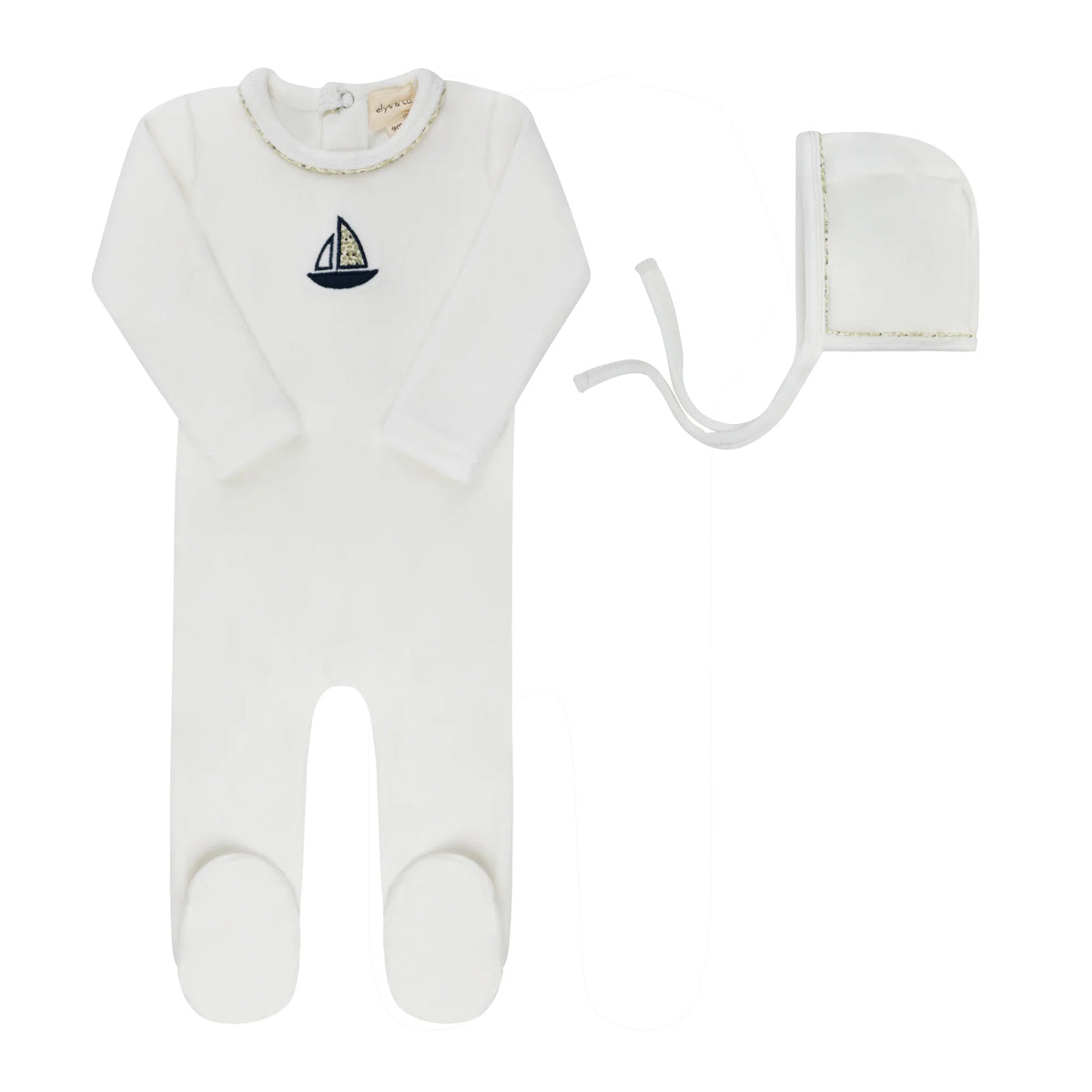 Elys Embroidered Liberty / Berry Collection Footie & Hat