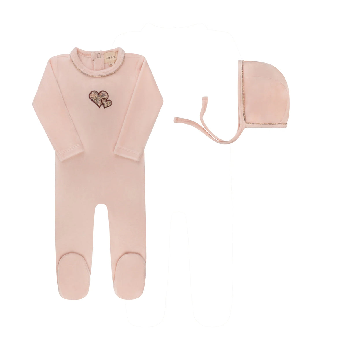 Elys Embroidered Liberty / Berry Collection Footie & Hat