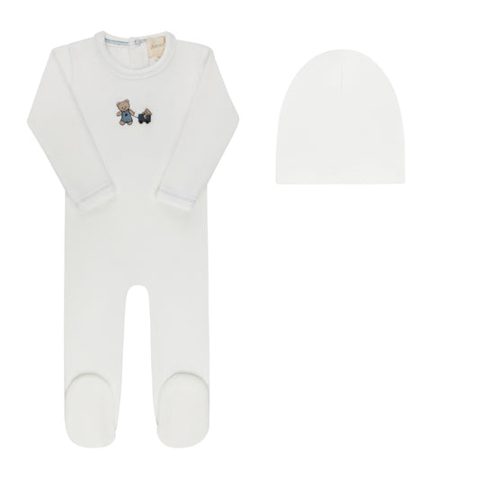 Aurora Embroidered Bear Collection Footie & Beanie