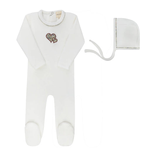 Elys Embroidered Liberty / Berry Collection Footie & Hat