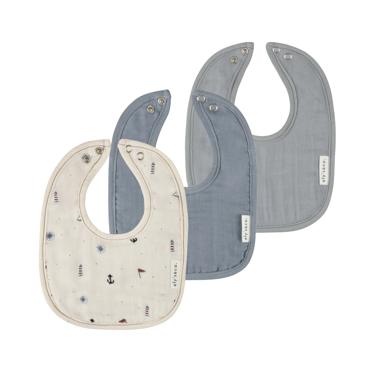 Ely's & Co 3 Pack Muslin Terry Bibs