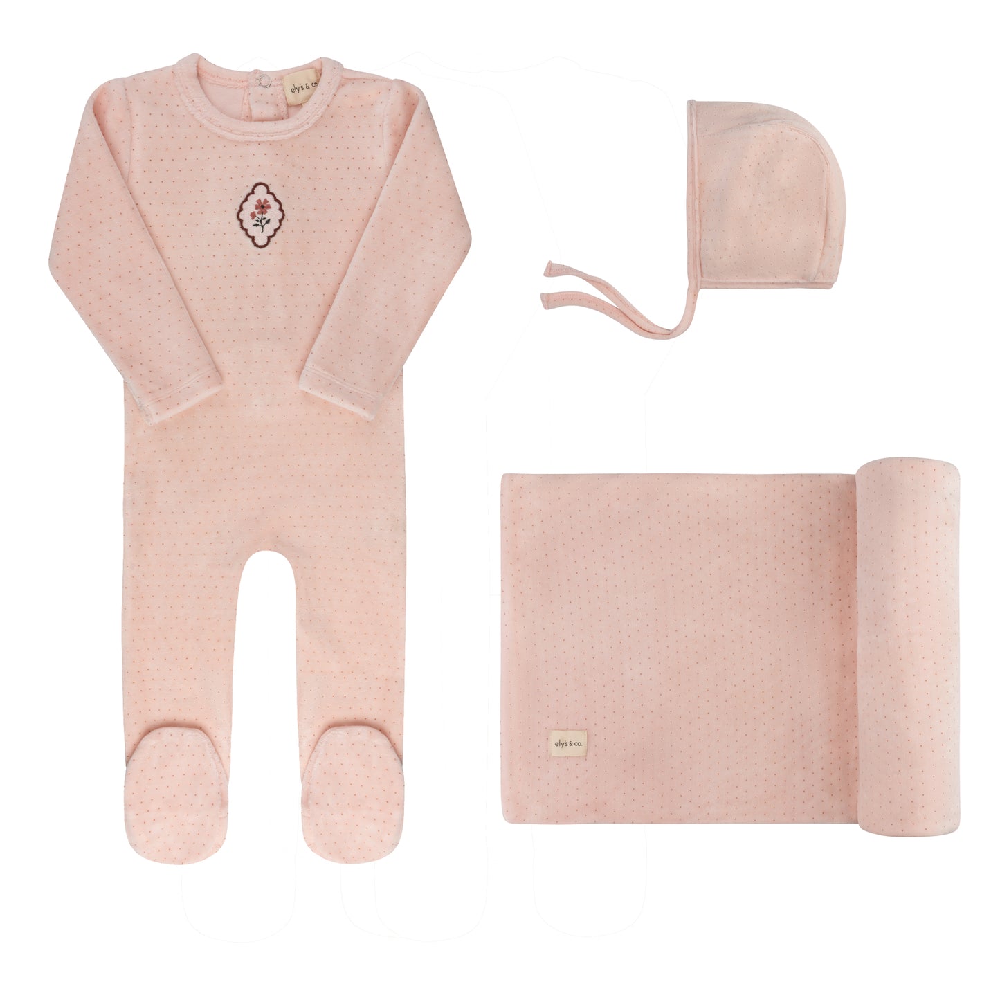 Elys Embroidered Floral Dot Collection Take Me Home Set