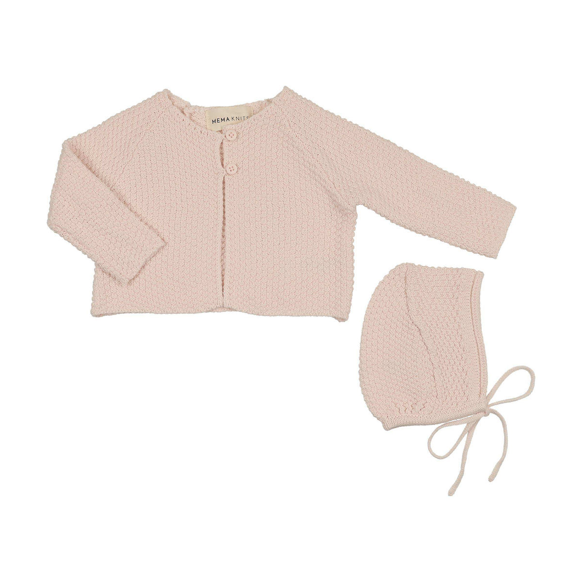 Mema Knits WAFFLE KNIT CARDIGAN+ BONNET