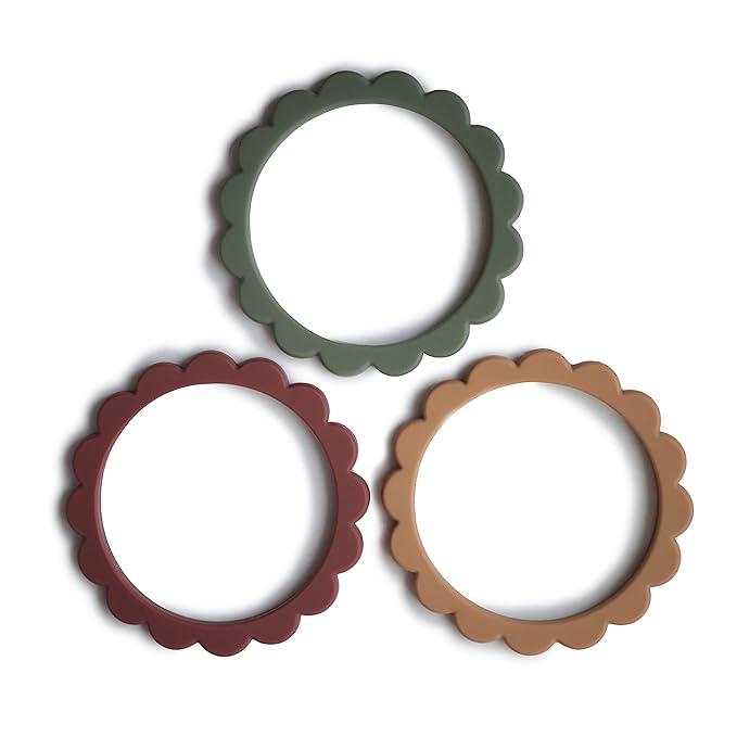 Mushie Flower Teething Bracelet 3-Pack